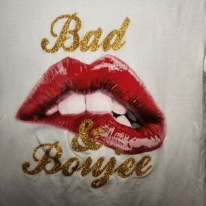 Bad & Boujee Lip Biting Shirt, Size XL, Slim Fit